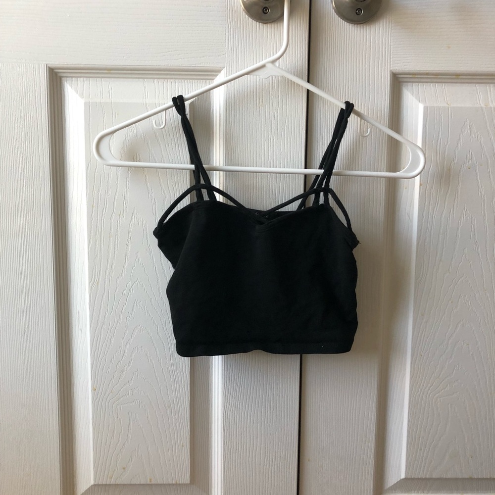 Cropped Black Strappy Tank